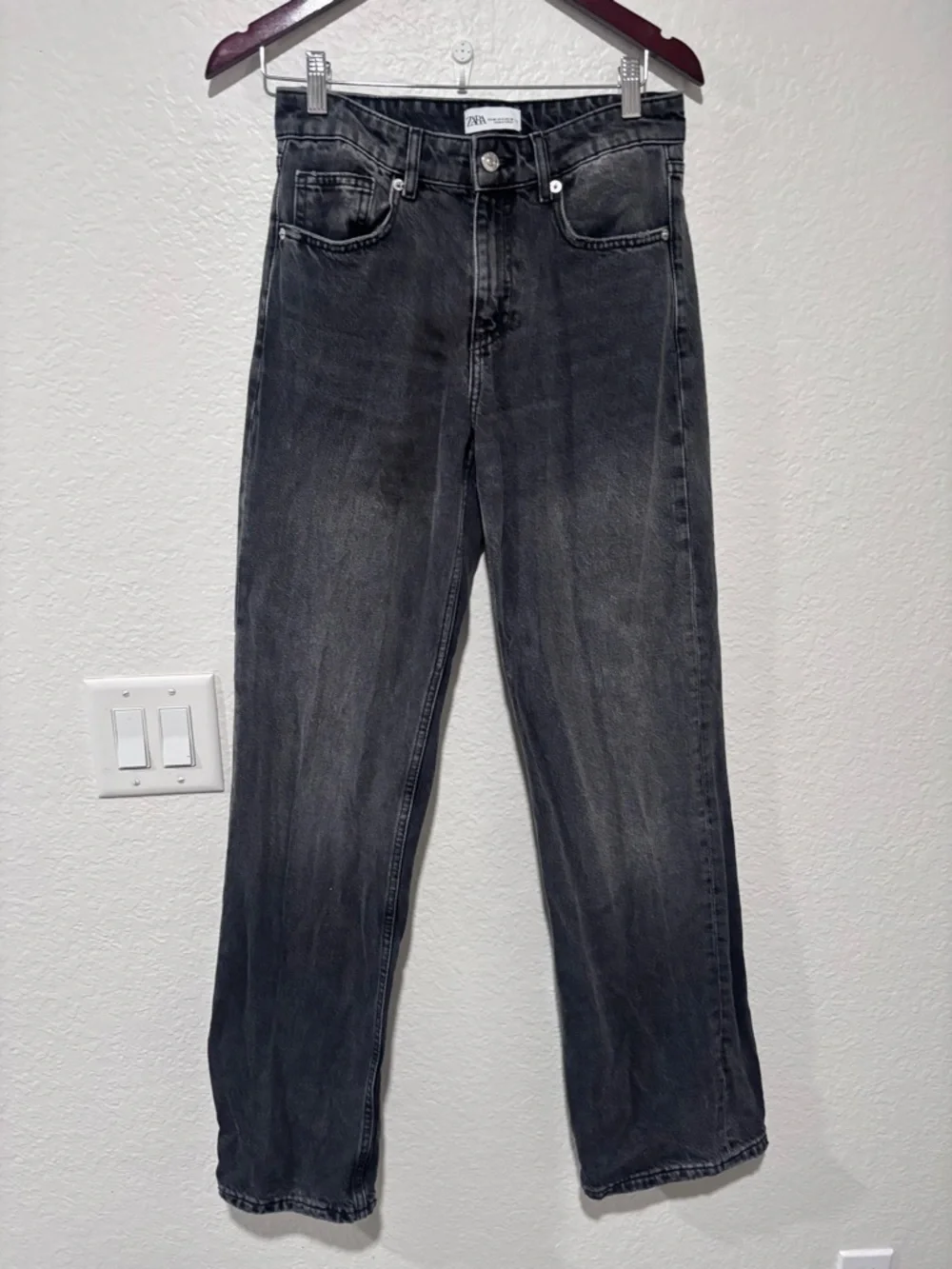 Zara Black High Rise Wide Leg Jeans Size 4 - Picture 2 of 7